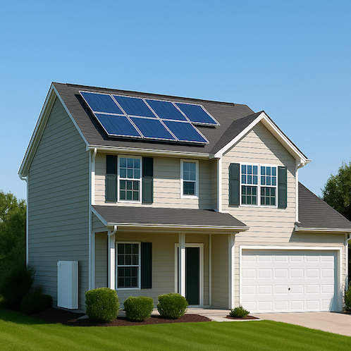 house with solar panels during day